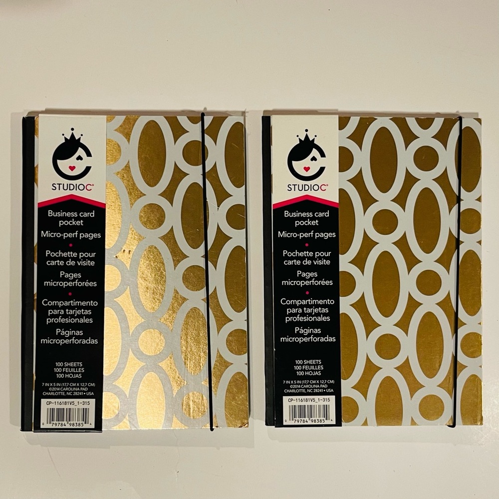 Studio C Set of 2 100 Sheet Gold Notebooks, 5 x 7